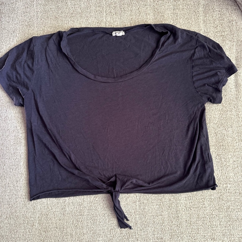 Garage navy blue crop T-shirt